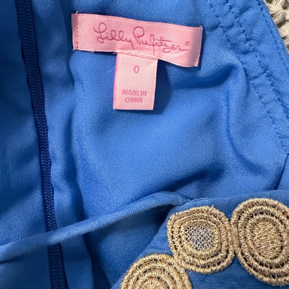 Lilly Pulitzer Blue Romper Dress with Gold Accents - Picture 3 of 3